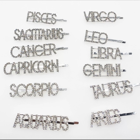 Cute Bling Zodiac Sign Hair Clips/ Pins - Picture 2 of 3